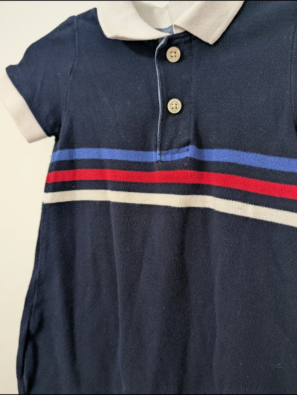 💥3/$24 GAP Navy Polo Romper with Red, Blue & White Stripes
